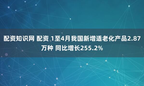 配资知识网 配资 1至4月我国新增适老化产品2.87万种 同比增长255.2%